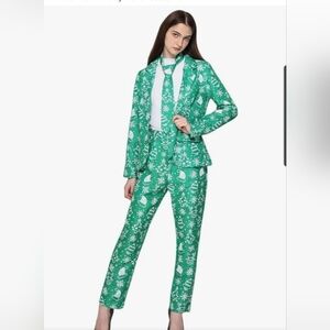 Festive Green Ugly Christmas Women's  Pantsuit Size Large